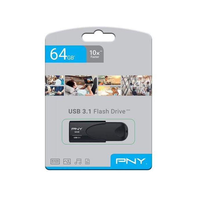 Pny Flash disque - 64 Go - 10X Faster - USB 3.1 - Noir image 0