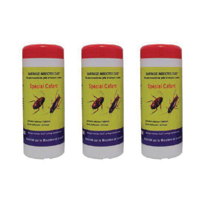 Lot de 3 - Barrage insectes - Spécial cafards - Poudre sans odeur - 75 g