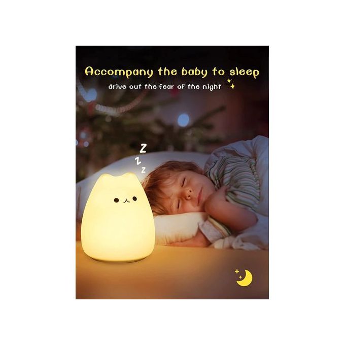 Veilleuse pour Enfants, 7 Couleurs Lumière LED Veilleuse Enfant Led  Rechargeable Avec de USB, Veilleuse en Silicone Doux au Toucher, Portable  Jolie Ve