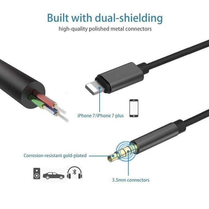 Slide  #2 Câble Auxiliaire pour iphone - Lightning mâle vers jack 3,5 mm mâle