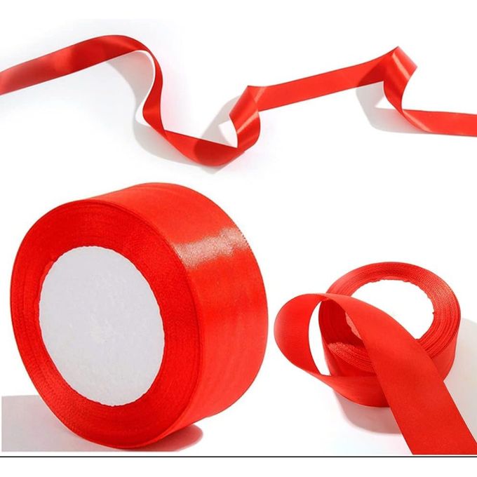 Rouleau de ruban 23 metres Rouge Satin pour cadeaux, couture image 0