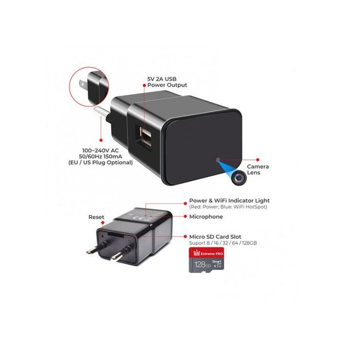 Slide  #5 Mini caméras de surveillance 1080P, prise murale avec chargeur wifi, USB sans fil, enregistreur vidéo portable