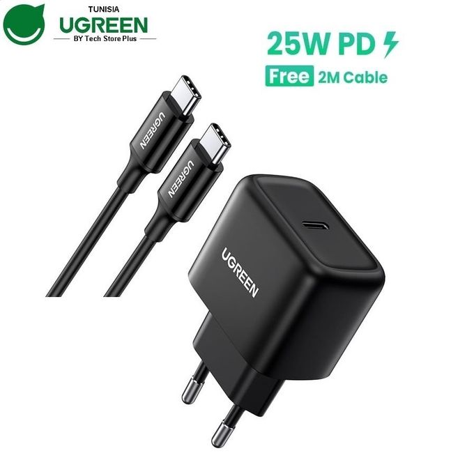 Chargeur Ugreen CD250 USB-C Charger 25W + Câble de 2m –