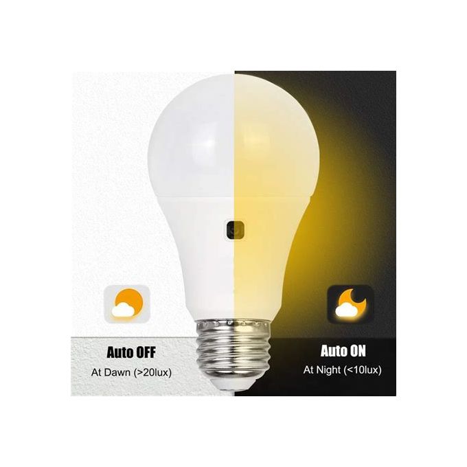 FAGINEY 2PCS ampoule du crépuscule à l'aube 9W E26 / E27 capteur  intelligent ampoules LED capteur intégré capteur de détection avec  détecteur automatique extérieur éclairage intérieur à LED 