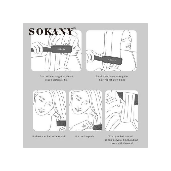 Slide  #1 Sokany Brosse Lissante Chauffante Professional En Céramique 950F SK-1008 - Garantie 1 An